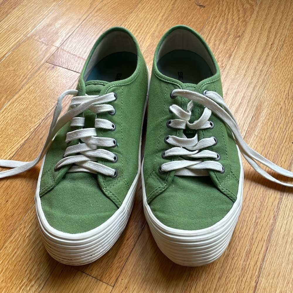 SeaVees Monterey Cactus Green Platform Sneaker Cotton Canvas Size 8